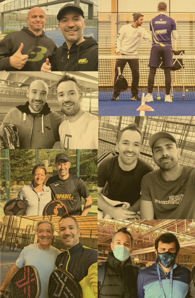 Mosaïque des coachs espagnols et argentins ayant formé Thibault — Élite Padel Lille